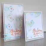 giveaway plus two cards with a stamped background